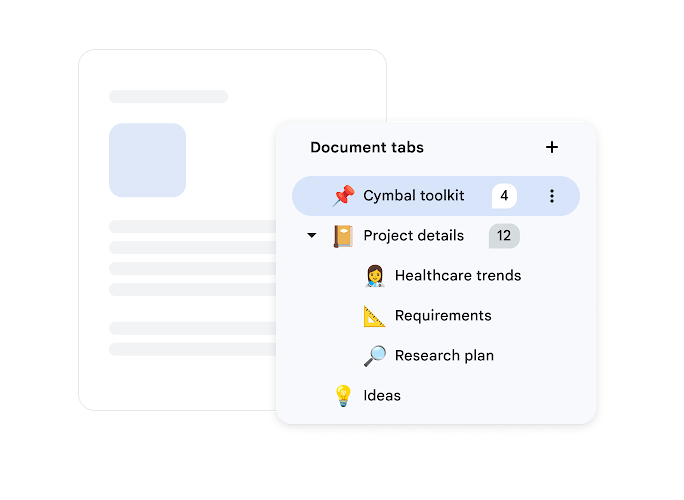 مستند Google يتضمّن عدّة علامات تبويب