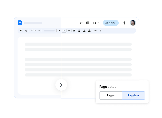شرح لكيفية إعداد مستند Google بدون صفحات